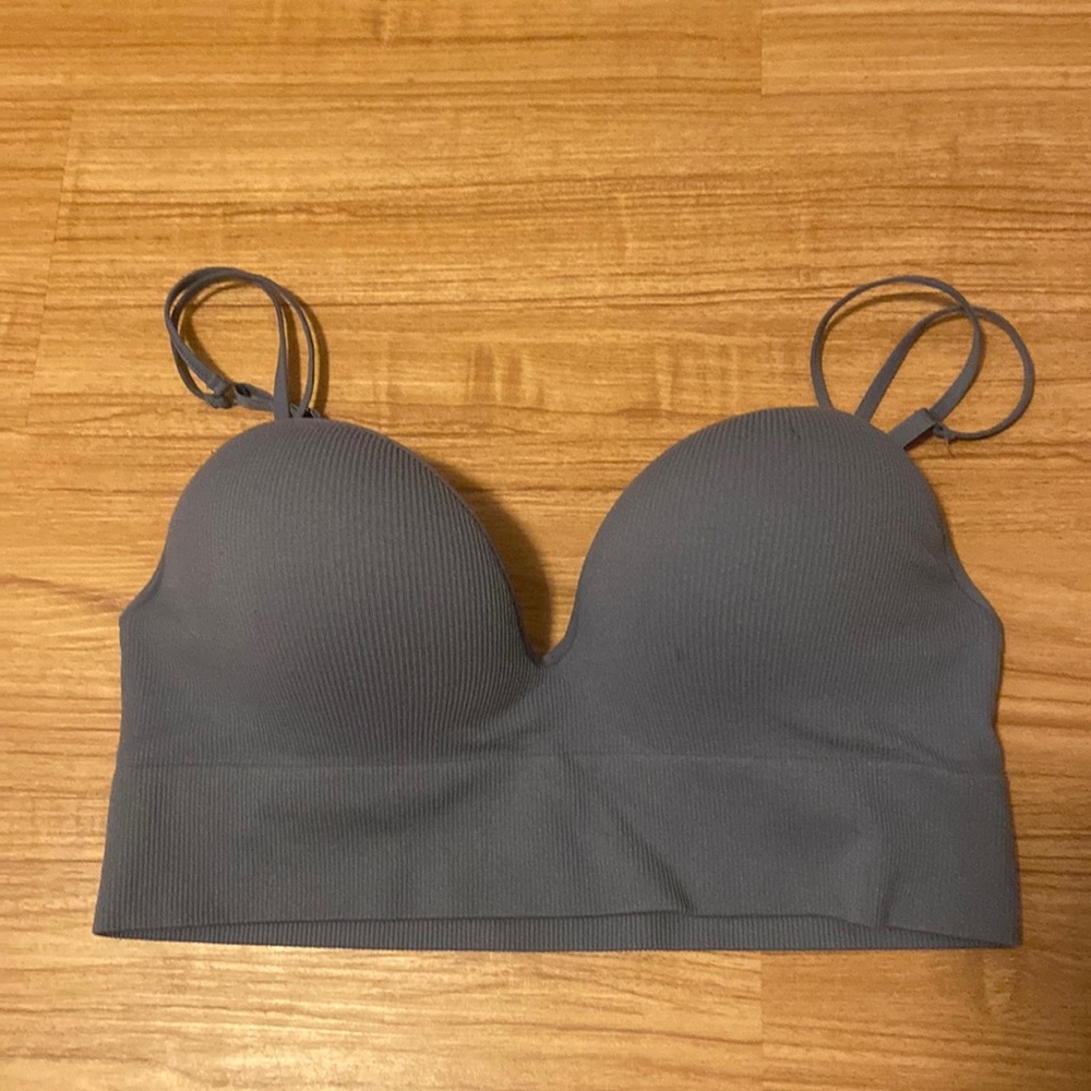 Padded grayish blue bralette